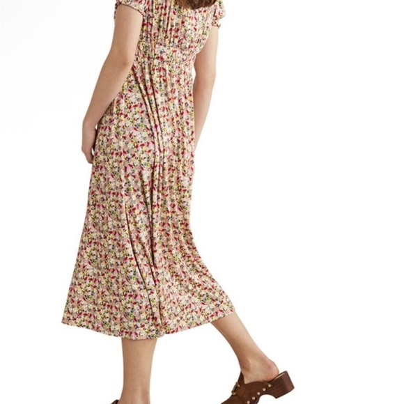 Boden Ruched strech Jersey Pink Floral Maxi Dress women short sleeve plus 14R - Picture 6 of 13